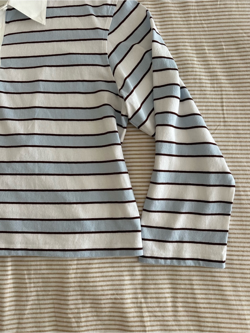 *SOLD* Uniqlo Washed Cotton Polo Shirt - Striped - Picture 3 of 4